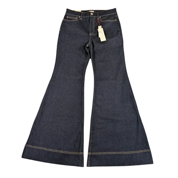 Alice + Olivia SB High Rise Bell Jean Dark Rinse NWT $330 Size 30 J1739 - Picture 3 of 9